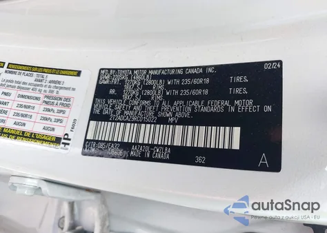 2024 Lexus Nx 250 from USA, damaged, VIN 2T2ADCAZ9RC015022